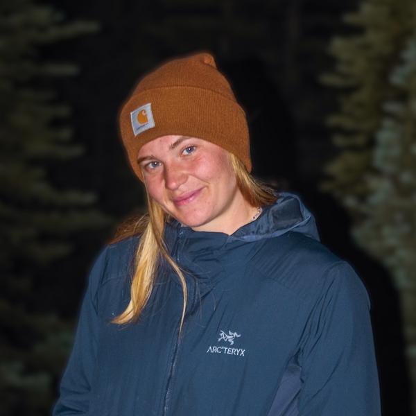 Adrienne Bender wearing a toque and windbreaker