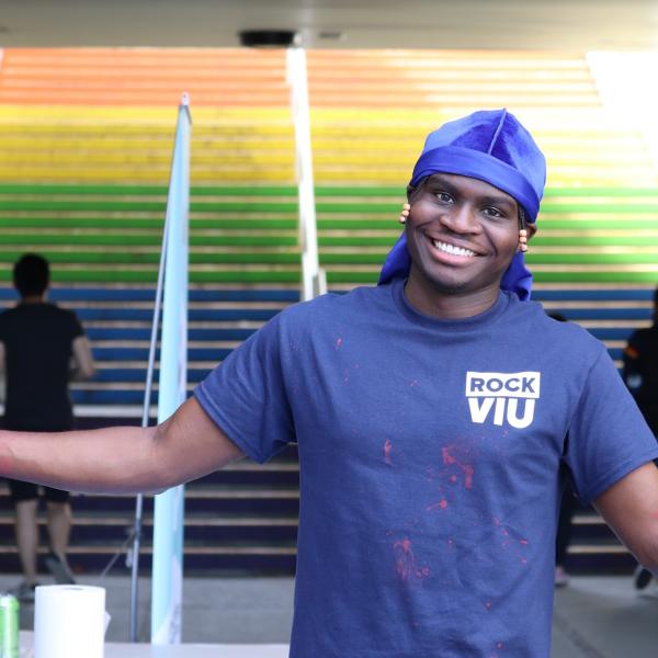 Fun@VIU organized a paint activity by the rainbow stairs