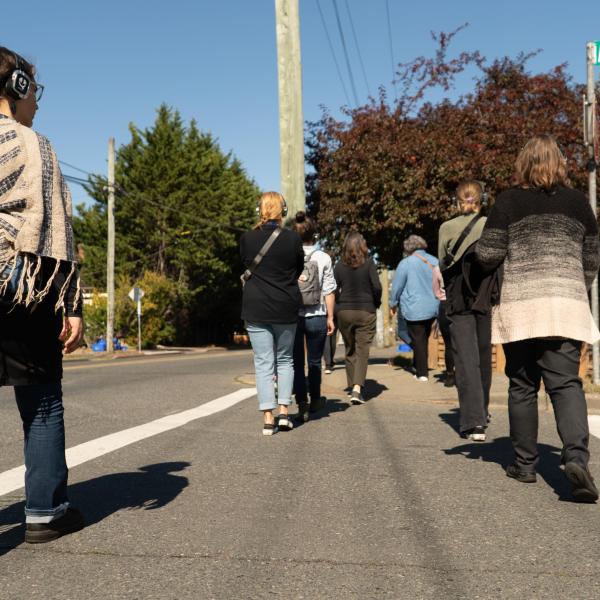 Walk With Me participants in an urban area