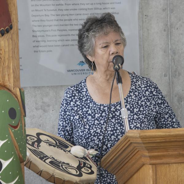 VIU Elder Geraldine Manson gives the official welcome.
