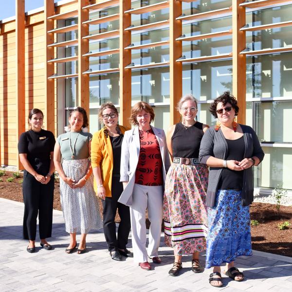 Sheila Malcolmson, MLA for Nanaimo and staff pose outside of Shq’apthut