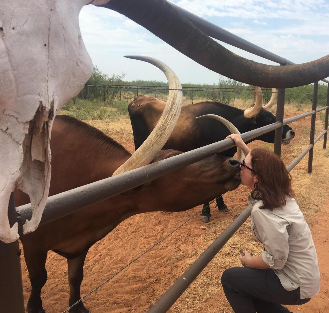 VIU Alum of the Month: Annie Hepp getting a sloppy kiss from a Texas Longhorn