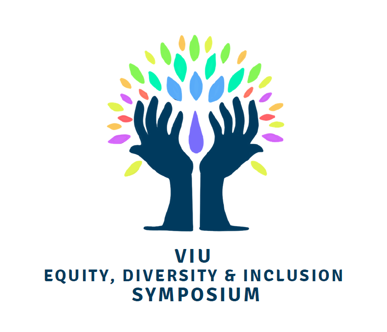 A pair of hands reach upwards towards a shower of colours with the words Equity, Diversity and Inclusion Symposium underneath.