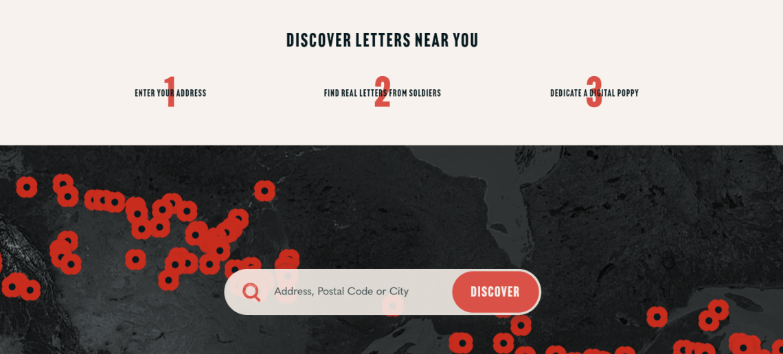 letters home interactive map homepage screenshot