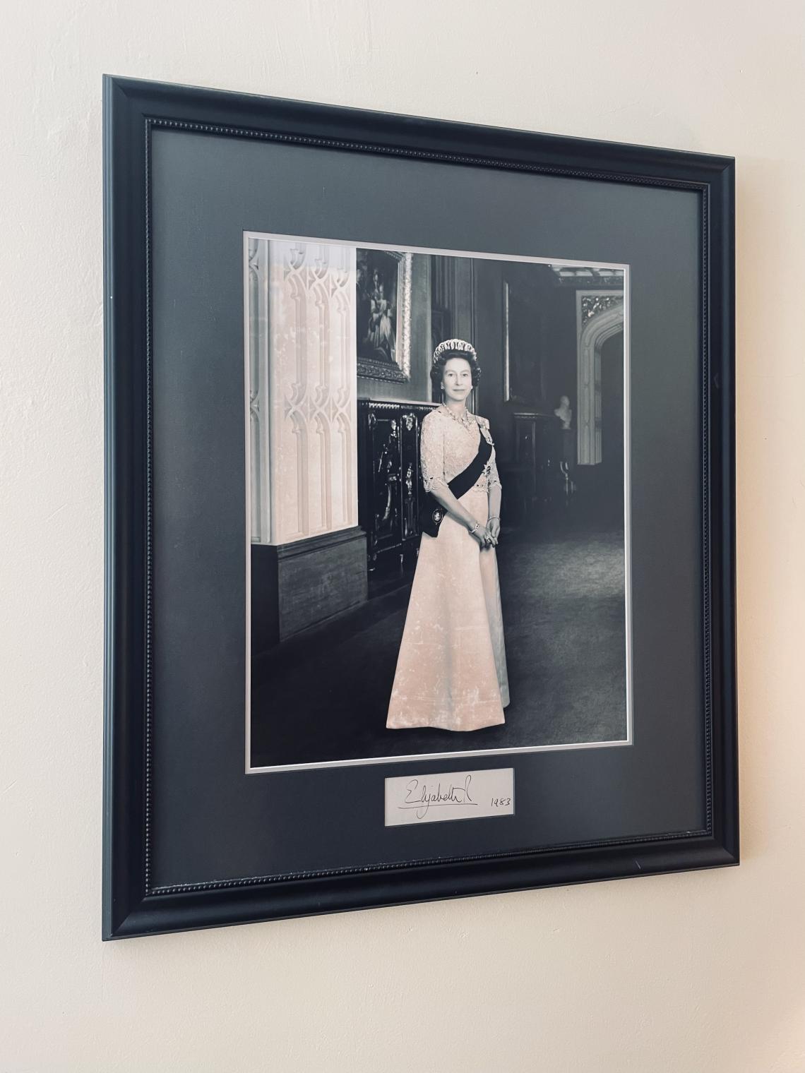 Framed picture of Queen Elizabeth II, signed