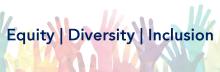 Equity Diversity Inclusion rainbow hands