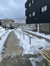 a cleared sidewalk on VIU's Nanaimo campus