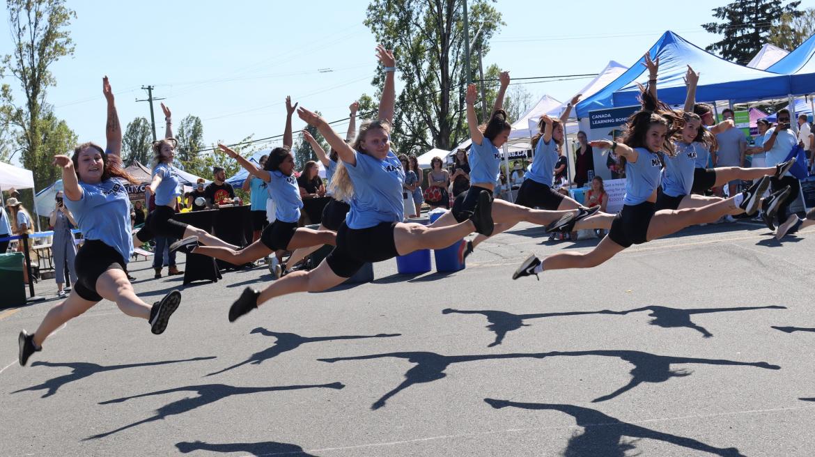 VIU Mariners dance team jumps into the air