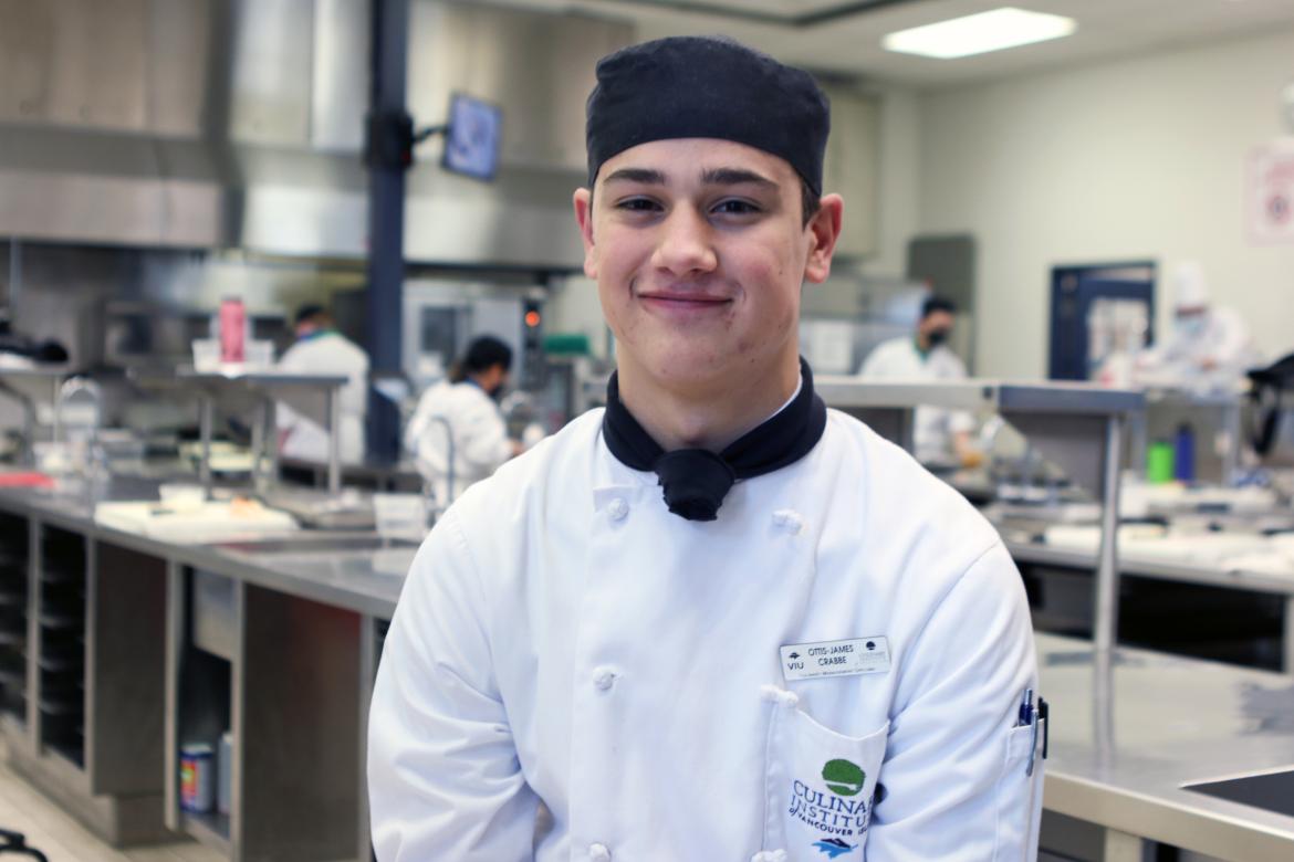 VIU Culinary Arts student cooking for gold.