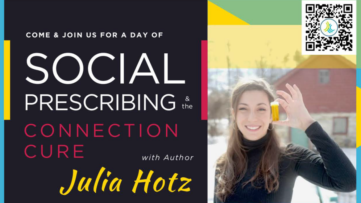 Author Julia Hotz inviting you to join the Social Prescribing event in Nanaimo, BC