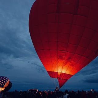 Hot air balloons on a night sky