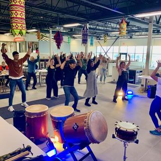 A group of students takes part in an Afro dance fusion class together