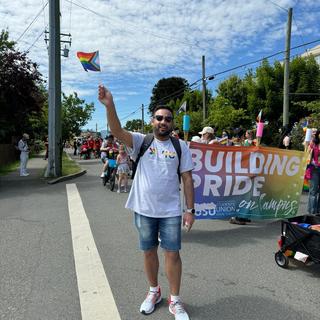 Ashutosh Mishra participates in the Nanaimo Pride Parade.