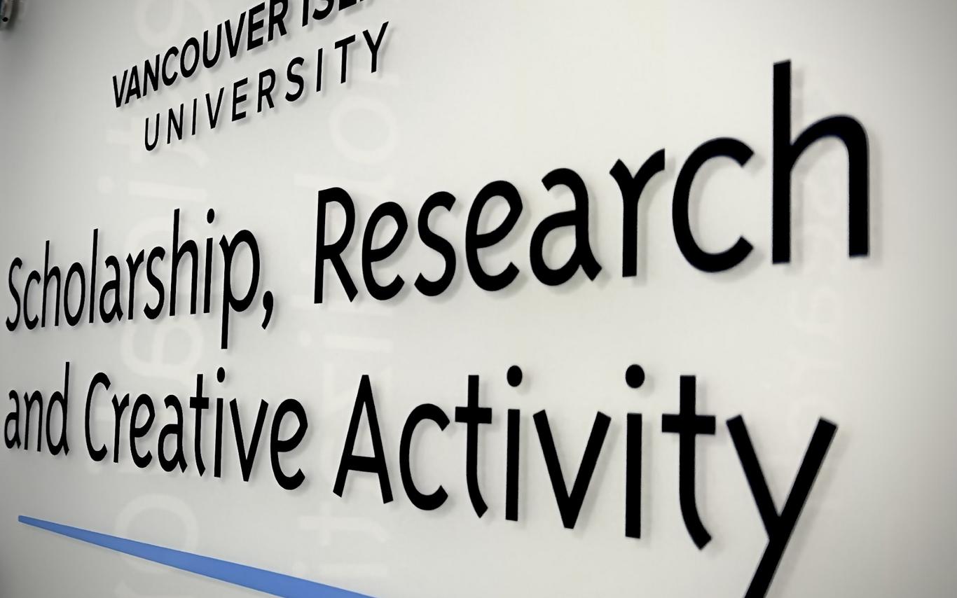 VIU Scholarship, Research and Creative Activity sign