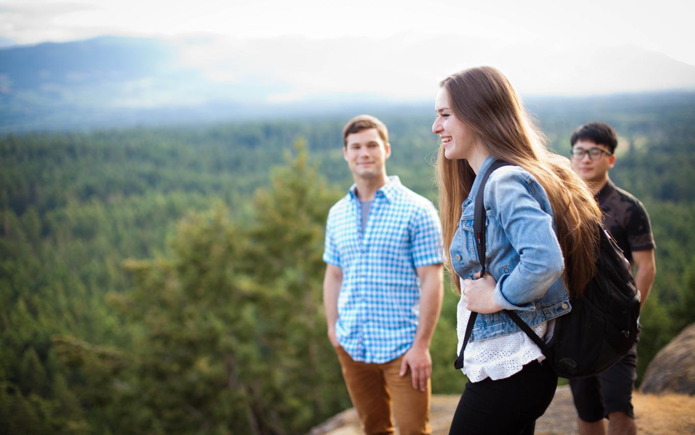 Students surrounded by nature